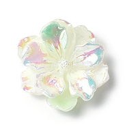 Luminous Resin Cabochons, AB Color, Glow in the Dark Flower, Pale Green, 23.5x8mm(X-RESI-E033-02D)