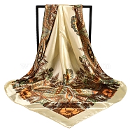 Large Square Satin Head Scarf, Printed Hair Bandanas for Women, Camel, 900x900mm(PW-WG1400E-05)