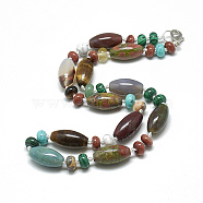 Natural & Synthetic Gemstone Beaded Necklaces, with Alloy Lobster Clasps, 18.1 inch~18.5  inch(46~47cm), Oval: 20x10mm(NJEW-S388-28)