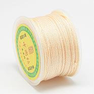 Nylon Threads, Milan Cords/Twisted Cords, Navajo White, 1.5~2mm, about 54.68 yards(50m)/roll(NWIR-R039-520)