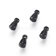 304 Stainless Steel Charms, Chain Extender Drop, Teardrop, Electrophoresis Black, 6x3mm, Hole: 1mm(STAS-E104-32B)