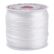 Flat Elastic Crystal String, Elastic Beading Thread, for Stretch Bracelet Making, Dyed, White, 0.8mm, about 65.61 yards(60m)/roll(X-EW014-1)