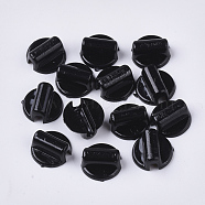 Acrylic Base for Hair Tie Making, Cabochon Base for Ponytail Holder, Elastic Hair Band Blanks, DIY Hair Accessories, Black, 14x13.5x6.5mm, about 1500pcs/500g(SACR-S303-005)