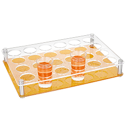 Glitter 24 Round Holes Acrylic Shot Glasses Holders, Beer Wine Glasses Organizer Rack for Family Party Bar Pub, Rectangle, Clear, 293x200x43mm, Inner Diameter: 38mm(AJEW-WH0348-73B)