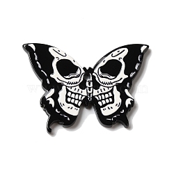 Printed Halloween Themed Acrylic Pendants, Skull, Black, 37x27x3mm, Hole: 1.8mm(OACR-L018-12C)