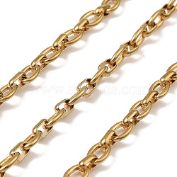 304 Stainless Steel Oval Link Chains, Unwelded, with Spool, Ion Plating(IP), Real 18K Gold Plated, 8x5.5x1.5mm, 10m/roll(CHS-C014-11G)