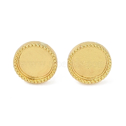 Brass Stud Earring Findings, with Tray, Rack Plating, Long-Lasting Plated, Flat Round, Golden, Tray: 10mm, 12.5mm, Pin: 12x1mm(KK-F891-09G)