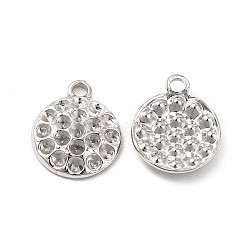 304 Stainless Steel Pendants Rhinestone Settings, Flat Round, Stainless Steel Color, 15x12x2.5mm, Hole: 1.6mm, Fit For 1.5mm Rhinestone(STAS-B032-27P)