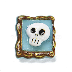 Hallowmas Opaque Resin Decoden Cabochons, Skull, Sky Blue, 22x20.5x8.5mm(RESI-S393-01T)