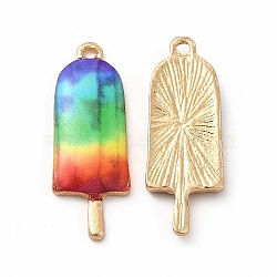 Printed Alloy Pendants, Lead Free & Cadmium Free & Nickel Free, Golden, Ice Lolly Charm, Colorful, 27x10x2.5mm, Hole: 1.4mm(PALLOY-H127-04G-03)