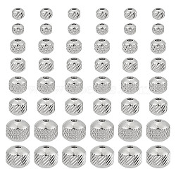 ARRICRAFT 80Pcs 8 Styles 304 Stainless Steel Bead, Round, Stainless Steel Color, 5~8mm, Hole: 1.5~2mm, 10pcs/style(STAS-AR0002-04)