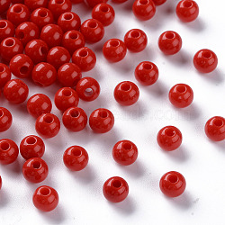 Opaque Acrylic Beads, Round, FireBrick, 6x5mm, Hole: 1.8mm, about 440pcs/50g(X-MACR-S370-C6mm-A14)