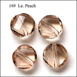 Imitation Austrian Crystal Beads, Grade AAA, Faceted, Flat Round, PeachPuff, 10x5mm, Hole: 0.9~1mm(SWAR-F057-10mm-18)