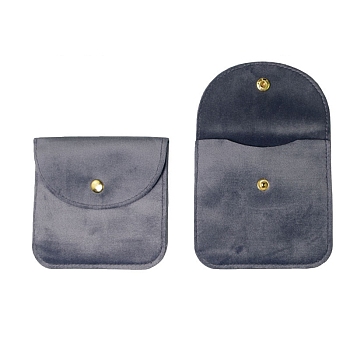 Velvet Jewelry Storage Bags with Snap Button, for Earrings, Rings, Necklaces, Square, Gray, 10x10cm