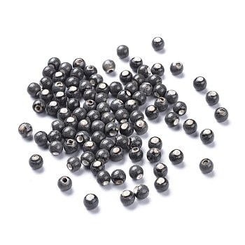 Fancy Antiqued Glazed Porcelain Beads, Round, Gray, 6mm, Hole: 1.5mm