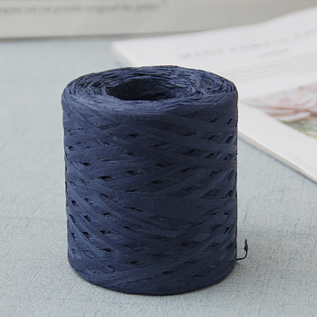 Raffia Ribbon, Packing Paper String, Raffia Twine Paper Cords for Gift Wrapping and Weaving, Midnight Blue, 3~4mm, about 218.72 Yards(200m)/Roll