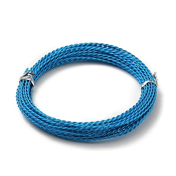 Aluminum Wire, Twisted Round, Dodger Blue, 1.6mm, about 16.40 Feet(5m)/Roll