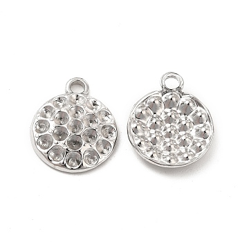 304 Stainless Steel Pendants Rhinestone Settings, Flat Round, Stainless Steel Color, 15x12x2.5mm, Hole: 1.6mm, Fit For 1.5mm Rhinestone