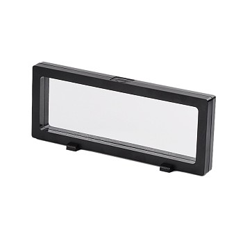 Plastic Frame Stands, with Transparent Membrane, For Necklace Jewelry Display, Rectangle, Black, 23x9.5x3.5cm