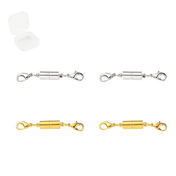 2 Sets 2 Colors Brass Magnetic Clasps Converter, with Lobster Claw Clasps, Mixed Color, 50x6mm, Hole: 4x3.5mm, 1set/color