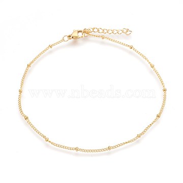 Ion Plating(IP) 304 Stainless Steel Curb Chain Anklets, Golden, 9 inches(22.8cm), 1.4mm(AJEW-P069-05G)