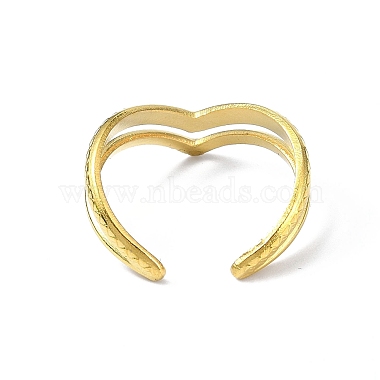 Ion Plating(IP) 304 Stainless Steel Heart Open Cuff Ring(RJEW-L109-052G)-3