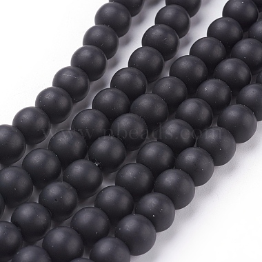 8mm Black Round Black Stone Beads