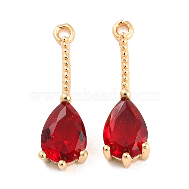 Golden FireBrick Teardrop Brass+Cubic Zirconia Pendants