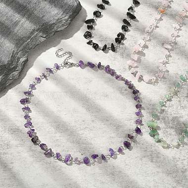 Natural Mixed Gemstone Chips Beaded Necklace(NJEW-JN04311)-6