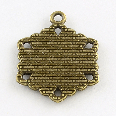 Supports alliage hexagone pendentif cabochon de style tibétain(TIBEP-Q049-18AB-NR)-2