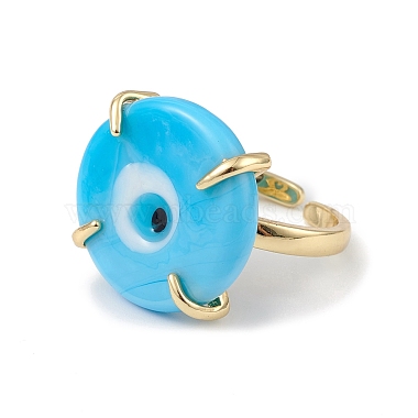 Lampwork Evil Eye Open Cuff Ring(RJEW-C051-01G-03)-2