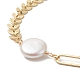 Bracelet de cheville à maillons de perles naturelles avec chaînes en laiton pour femme(AJEW-AN00524)-4