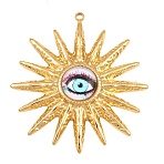 304 Stainless Steel & Plastic Pendants, Sun with Eye Charms, Ion Plating(IP), Long-Lasting Plated, Real 18K Gold Plated, 43.5x40x6.5mm, Hole: 1.6mm(PL-CBA4809-12G)
