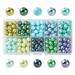 Mixed Pearlized Round Glass Pearl Beads, Mixed Color, 8mm, Hole: 1mm, about 200pcs/box(HY-D0004-8mm-B)
