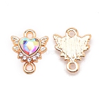 Zinc Alloy Links Connectors, with Rhinestone, Heart with Wing, Light Gold, Light Amethyst AB, 14x12x2.5mm, Hole: 1.6mm(PALLOY-TAC0026-02B)