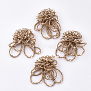 Glass Cabochons, Cluster Beads, with Seed Beads and Golden Plated Iron Sieve Findings, BurlyWood, 48~55mm(FIND-S319-29D)