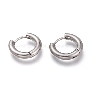 201 Stainless Steel Huggie Hoop Earrings, with 304 Stainless Steel Pin, Hypoallergenic Earrings, Ring, Stainless Steel Color, 16x3mm, 9 Gauge, Pin: 1mm(EJEW-O095-05-02)
