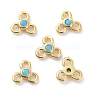 Brass Chandelier Components Links, with Cubic Zirconia, Long-Lasting Plated, Real 18K Gold Plated, Flower, Lead Free & Cadmium Free, Light Sky Blue, 6.5x7x2mm, Hole: 1.4mm(KK-B047-01G-06)