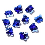 Transparent Glass Beads, Faceted, Butterfly, Dodger Blue, 12x15x8mm, Hole: 1.5mm(GLAA-P037-02-36)