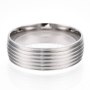 201 Stainless Steel Grooved Finger Ring Settings, Ring Core Blank for Enamel, Stainless Steel Color, 8mm, Size 13, Inner Diameter: 23mm(STAS-WH0047-02S)
