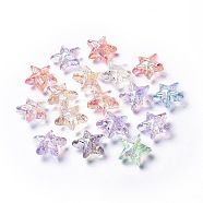 Transparent Acrylic Beads, AB Color Plated, Star, Mixed Color, 22.5x24.5x11.5mm, Hole: 2.1mm(TACR-K004-01)