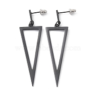 Alloy Hollow Out Triangle Dangle Stud Earrings for Women, Electrophoresis Black, 66.5mm, Pin: 0.7mm(EJEW-WH0018-31EB)