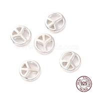 925 Sterling Silver Beads, Peace Sign, Flat Round, 10x3mm, Hole: 2mm(STER-A010-165)