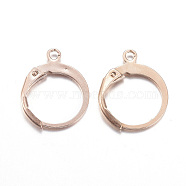 Ion Plating(IP) 304 Stainless Steel Leverback Earring Findings, with Loop, Rose Gold, 14.5x12x2mm, Hole: 1mm, Pin: 0.8x1mm(X-STAS-D167-55RG)