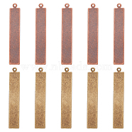 Metal Tags, Brass Stamping Blank Tag Pendants, Rectangle, Antique Brozne & Red Copper, 41x7x0.5mm, Hole: 1mm, 2 colors, 20pcs/color, 40pcs/box(KK-PH0039-74)