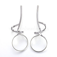 304 Stainless Steel Stud Earrings, Stainless Steel Color, 68x25x15mm, Pin: 0.7mm(EJEW-L215-48P)