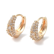 Brass Micro Pave Clear Cubic Zirconia Hoop Earrings, Enamel Earrings for Women, Long-lasting Plated, Real 18K Gold Plated, 14x15mm(KK-A227-11G)