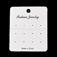 Rectangle Paper Earring Display Cards, Jewelry Display Cards for Earring Stud, White, 9x7.5x0.05cm, Hole: 1.3mm and 8mm(AJEW-A052-04)