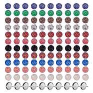 110Pcs 11 Colors Resin Cabochons, with 40Pcs 202 Stainless Steel Stud Earring Settings, for DIY Stud Earring Making Kits, Mixed Color, Tray: 12mm, 14x2mm, Pin: 0.8mm(DIY-SZ0002-17)