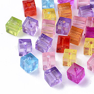 Transparent Acrylic Beads, Cube, Mixed Color, 7.5x7.5x7.5mm, Hole: 1.8mm, about 1100pcs/500g(TACR-T004-08)